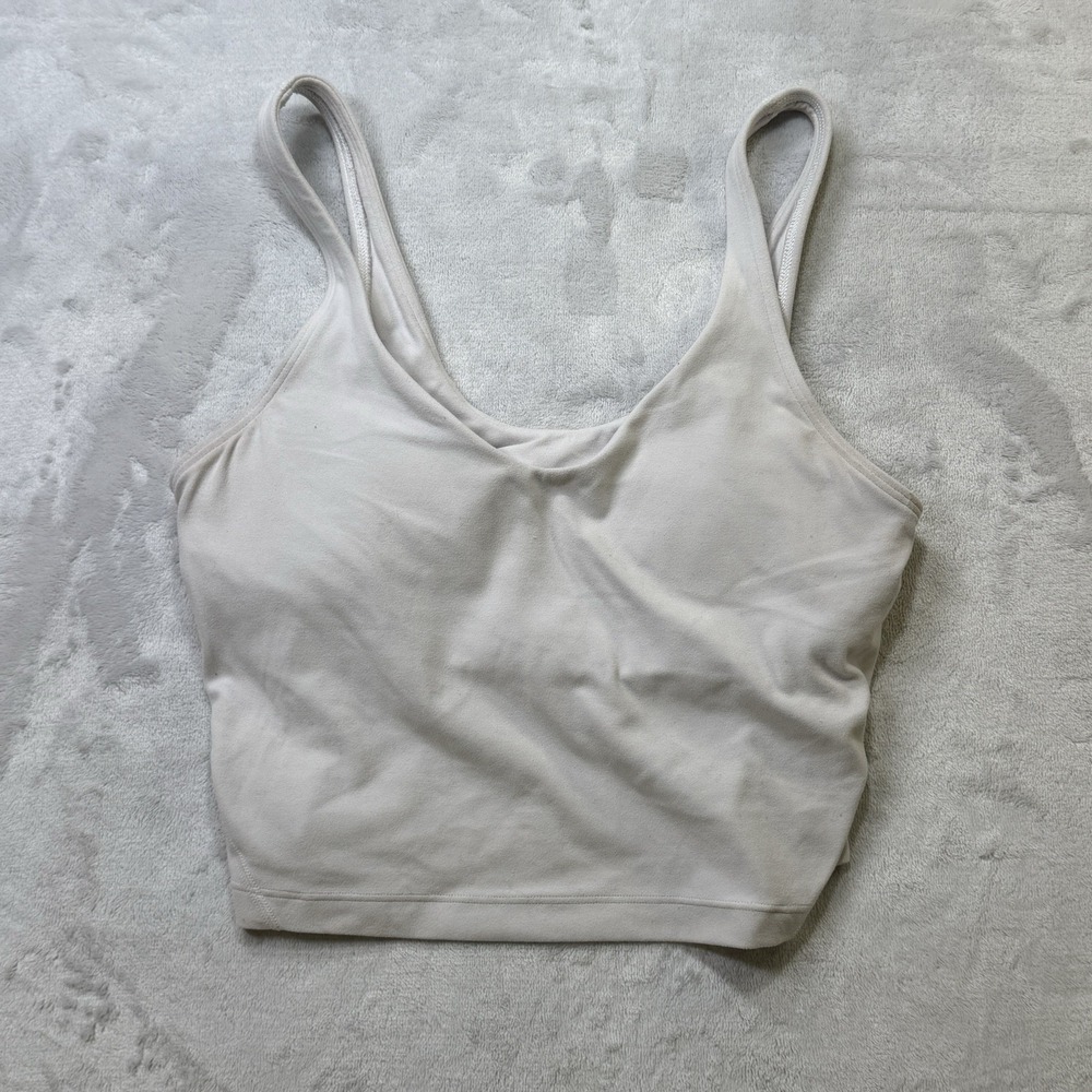 Lululemon Align Tank Top White Yoga‎ Crop Bra Women's Size 4